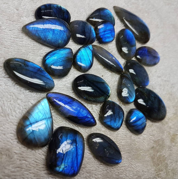 Masterpiece Collection : Natural Blue Fire Labradorite Fancy Pear Tumble Shaped Cabochon Pairs > Wholesale Sample Parcel/Lot