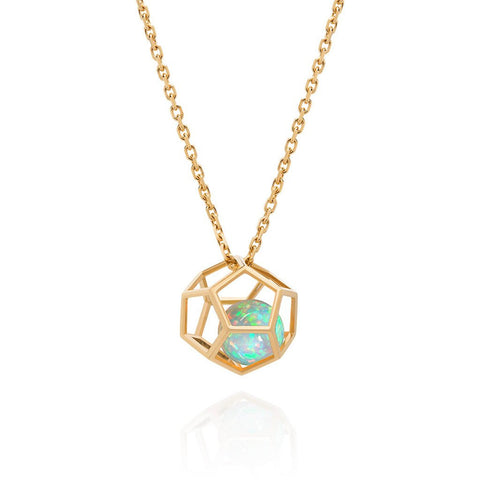 Masterpiece 18 K Yellow Gold Hexagon Cage Pendant for Floating Ethiopian Welo Opal Round Sphere Ball > Fine Jewelry
