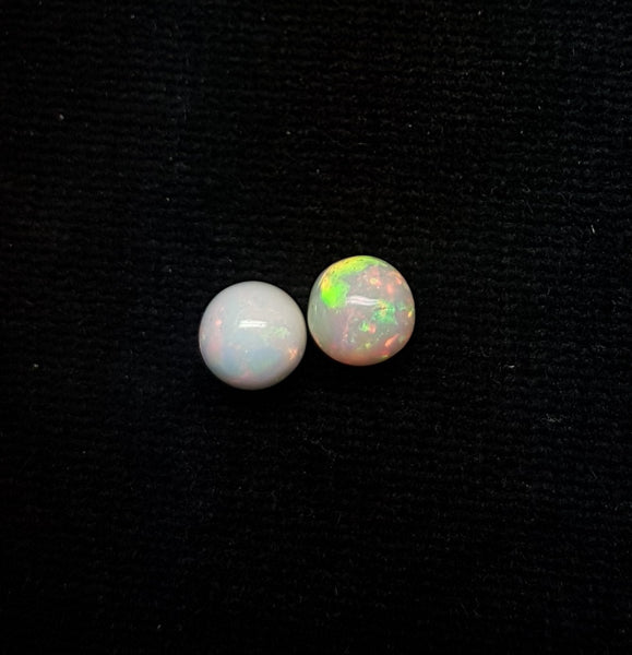 Masterpiece Ultra Rare Insane Multi Rainbow Fire Color Play Ethiopian Welo Opal : Pair : Smooth 7 MM Round Sphere Balls, (2 Pcs) AAA Wholesale Lot / Parcel