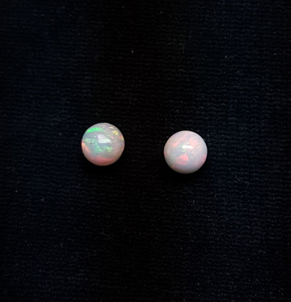 Masterpiece Ultra Rare Insane Multi Rainbow Fire Color Play Ethiopian Welo Opal : Pair : Smooth 7 MM Round Sphere Balls, (2 Pcs) AAA Wholesale Lot / Parcel