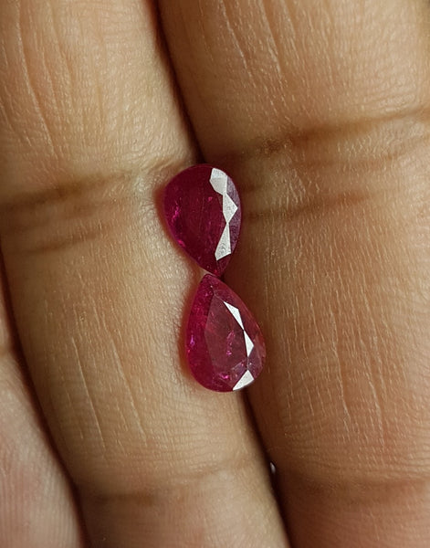 Africa - Mozambique Mines Ruby Faceted Pear Gem, Great color & Transparency, Loose Gemstone AAA