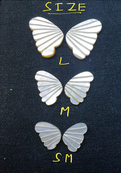 White/Cream MOP (Mother Of Pearl) Fancy Butterfly Wings Shaped Hand Carved Gems, Sample Pieces Loose Gems,100 % Natural AAA