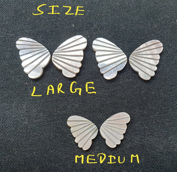 Black/Grey MOP (Mother Of Pearl) Fancy Butterfly Wings Shaped Hand Carved Gems, Sample Pieces Loose Gems,100 % Natural AAA