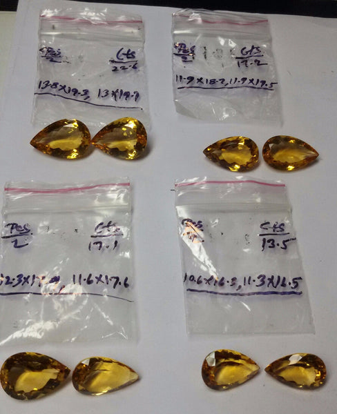 Beautiful Pear Cut Golden Citrine Gemstone AAA, Matched Close Pairs,100 % Natural : Wholesale Lot/Parcel