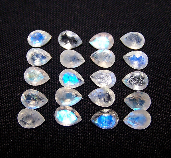 Masterpiece Collection : 5 X 7 MM Multi Fire White Rainbow Moonstone Faceted Pear Wholesale Parcel/lot Aaa Gems