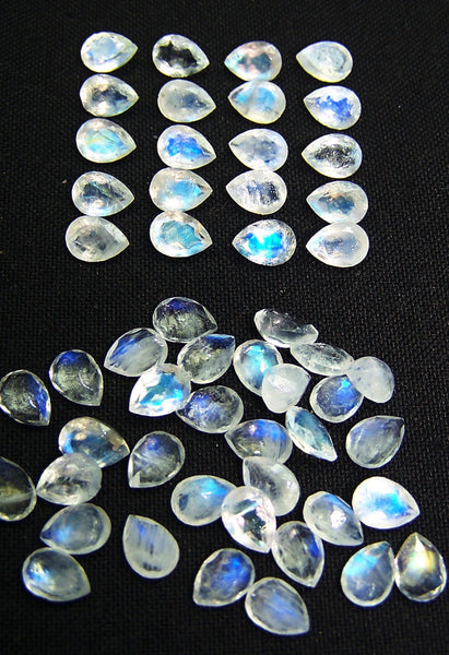 Masterpiece Collection : 5 X 7 MM Multi Fire White Rainbow Moonstone Faceted Pear Wholesale Parcel/lot Aaa Gems