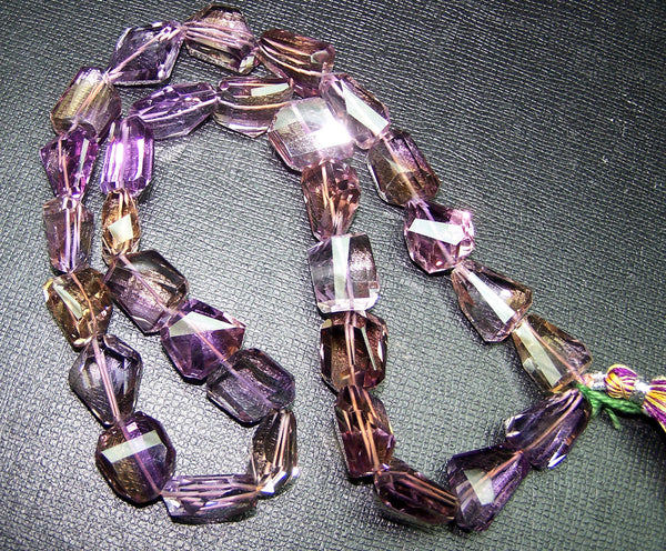 Unique 317 Cts Natural Ametrine (amethyst & Citrine Bio) Faceted Tumble/nugget Beads - Full 18 Inch Strand
