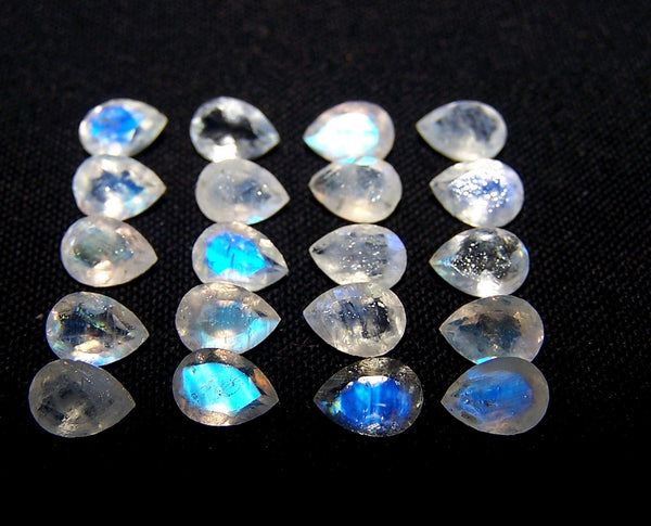Masterpiece Collection : 5 X 7 MM Multi Fire White Rainbow Moonstone Faceted Pear Wholesale Parcel/lot Aaa Gems