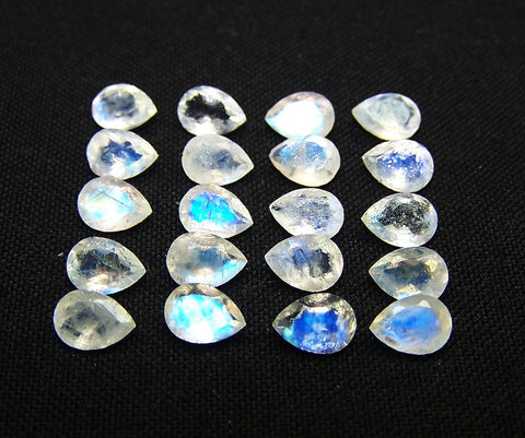 Masterpiece Collection : 5 X 7 MM Multi Fire White Rainbow Moonstone Faceted Pear Wholesale Parcel/lot Aaa Gems