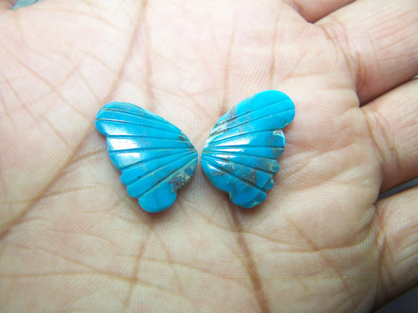 Custom Made Sleeping Beauty/ Turquoise with Matrix Lines/ Hand Carved Turquoise Butterfly Wings/ For Jewelry/ Pendant/ Ring/ Loose Gem Wings/ AAA/ Large