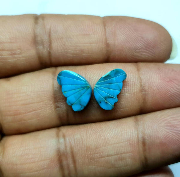 Sleeping Beauty/ Turquoise with Matrix Lines/ Hand Carved Turquoise Butterfly Wings/ For Jewelry/ Pendant/ Ring/ Loose Gem Wings/ AAA/ Large