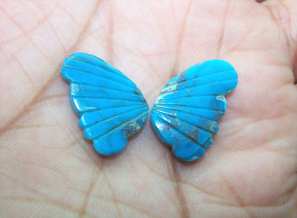 Custom Made Sleeping Beauty/ Turquoise with Matrix Lines/ Hand Carved Turquoise Butterfly Wings/ For Jewelry/ Pendant/ Ring/ Loose Gem Wings/ AAA/ Large