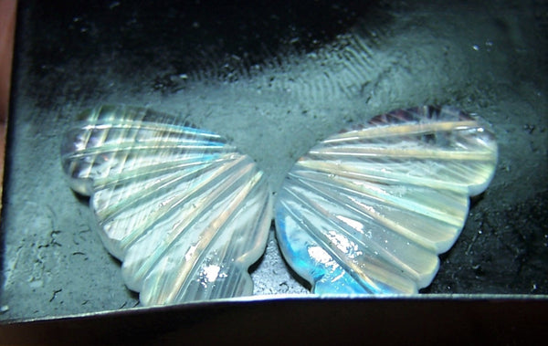 Multi Rainbow Fire Rainbow Moonstone/ Hand Carved Rainbow Moonstone Butterfly Wings/ Jewelry/ Necklace/ Pendant/ Ring/ Loose Gem Wings/ AAA