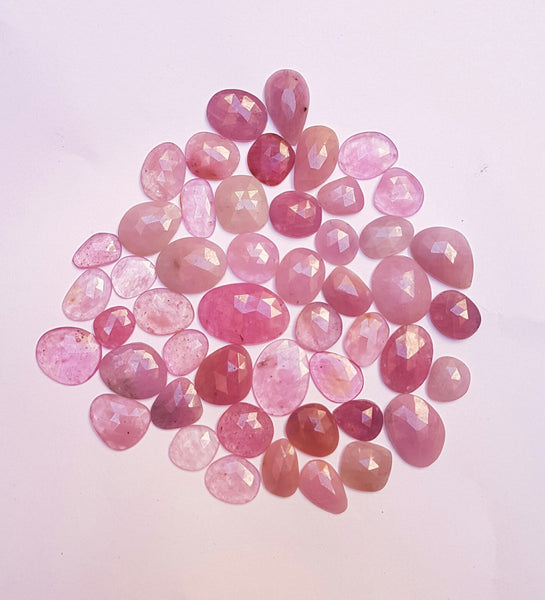 321 cts Fascinating Pink Sapphire Rose Cut Faceted Slice Gems,49 Pieces, Wholesale Parcel/Lot of Free Form Loose Gems,100 % Natural AAA