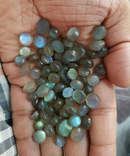 Masterpiece Collection : 8 mm Round Natural Rainbow Flashy Labradorite AAA Rose Cut Round Faceted Cabochon Gems > Wholesale Parcel/Lot