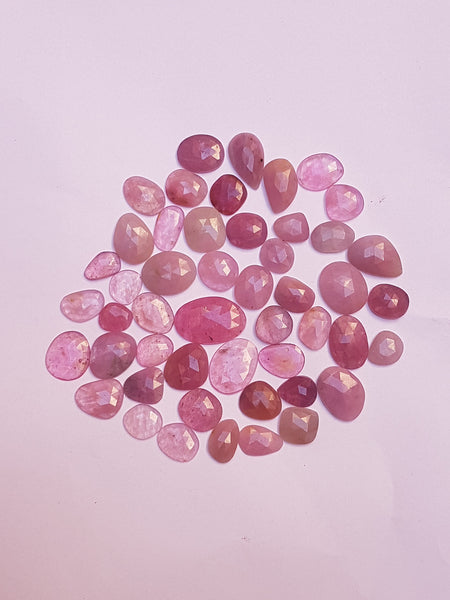 321 cts Fascinating Pink Sapphire Rose Cut Faceted Slice Gems,49 Pieces, Wholesale Parcel/Lot of Free Form Loose Gems,100 % Natural AAA