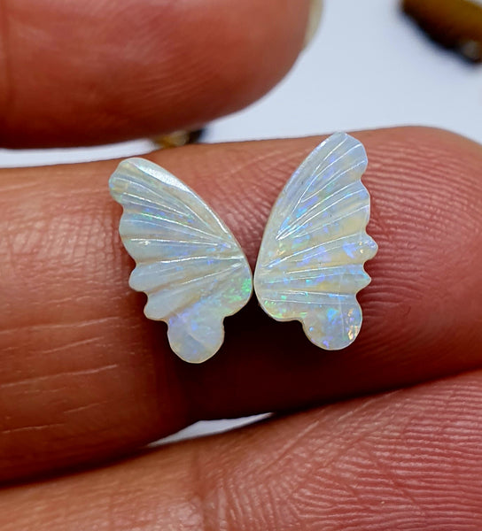 Electric Blue-Green Multi Fire Butterfly Wings/Australian Opal/Hand Carved/Jewelry/ Necklace/ Pendant/ Ring/Loose Gem Wings/ AAA (Small Size)