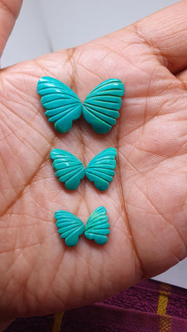 Sea Green Turquoise/ Hand Carved Turquoise Butterfly Wings/ For Jewelry/ Pendant/ Ring/ Loose Gem Wings/ AAA/ Large