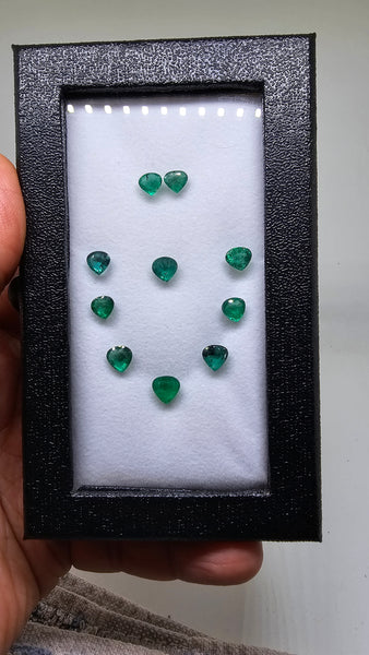 Zambian Emerald Heart Cut Gem Layout / 5 - 6 - 7 mm Heart Cut Loose Gem, Masterpiece Calibrated 100 % Natural Gemstone AAA