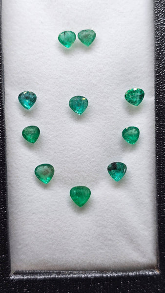 Zambian Emerald Heart Cut Gem Layout / 5 - 6 - 7 mm Heart Cut Loose Gem, Masterpiece Calibrated 100 % Natural Gemstone AAA