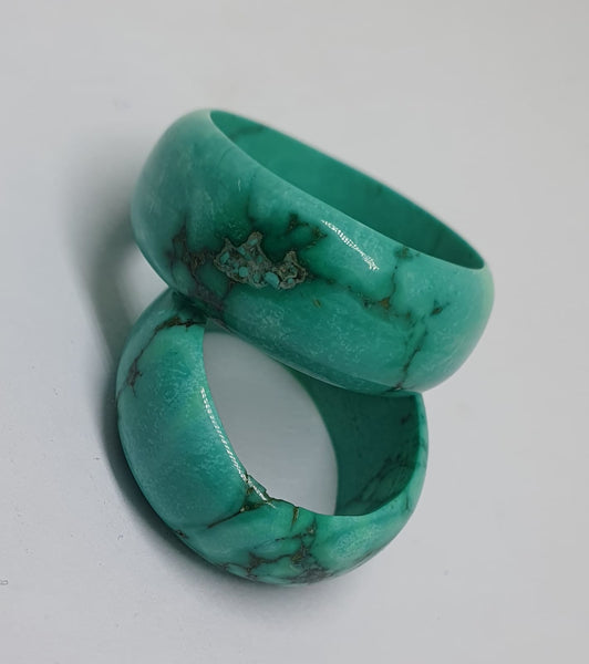 Blue - Green Turquoise Matrix Band/Ring Custom Width, hand crafted, plain smooth