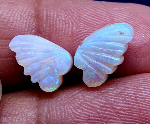 Electric Blue-Green Multi Fire Butterfly Wings/Australian Opal/Hand Carved/Jewelry/ Necklace/ Pendant/ Ring/Loose Gem Wings/ AAA (Small Size)
