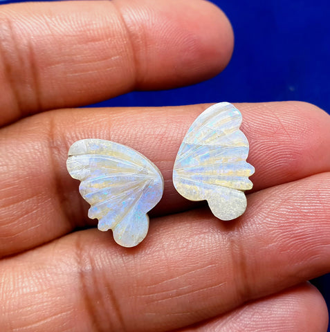 Electric Blue-Green Fire Butterfly Wings/Australian Opal/Hand Carved/Jewelry/ Necklace/ Pendant/ Ring/Loose Gem Wings/ AAA (Large Size)