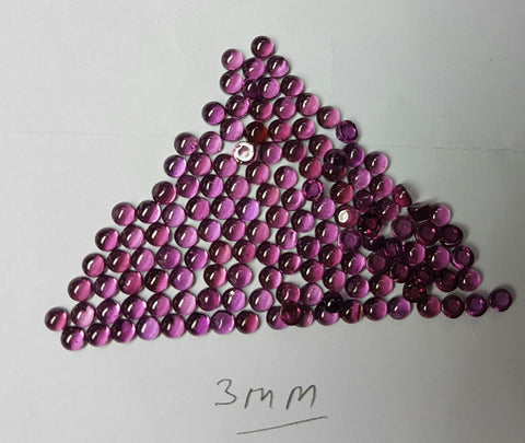 Amazing Hot Pink Shade of Masterpiece Calibrated 3 mm Round Smooth Cabochons of Rhodolite Garnet, 100 % Natural Loose Gemstone