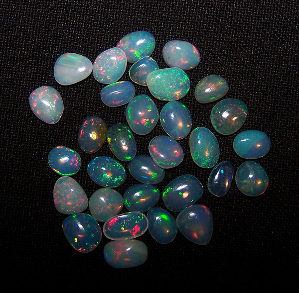 Super Unique 7.30 cts Insane Rainbow Color Play Ethiopian Welo Opal Smooth Slice Gems AAA, Milky and Transparent, (31 Pcs) Wholesale Lot/Parcel