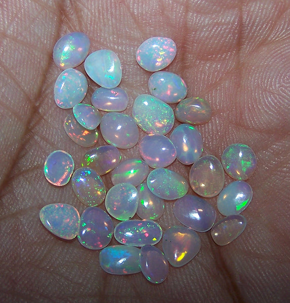 Super Unique 7.30 cts Insane Rainbow Color Play Ethiopian Welo Opal Smooth Slice Gems AAA, Milky and Transparent, (31 Pcs) Wholesale Lot/Parcel