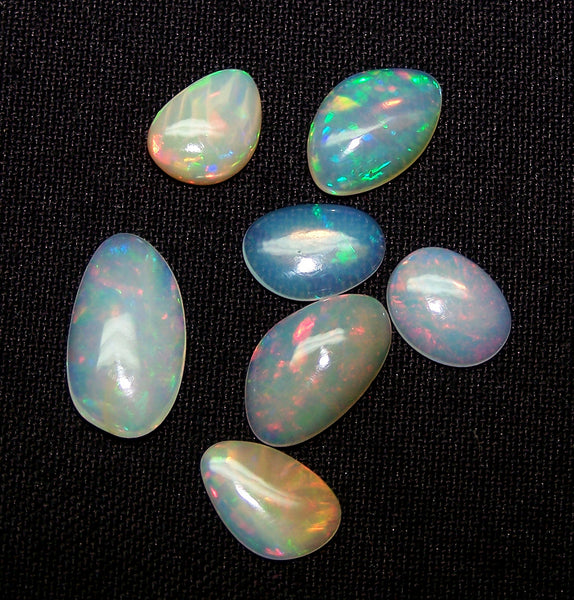 Large 9.40 cts Insane Rainbow Color Play Ethiopian Welo Opal Smooth Slice Gems AAA, Milky and Transparent, (7 Pcs) Wholesale Lot/Parcel