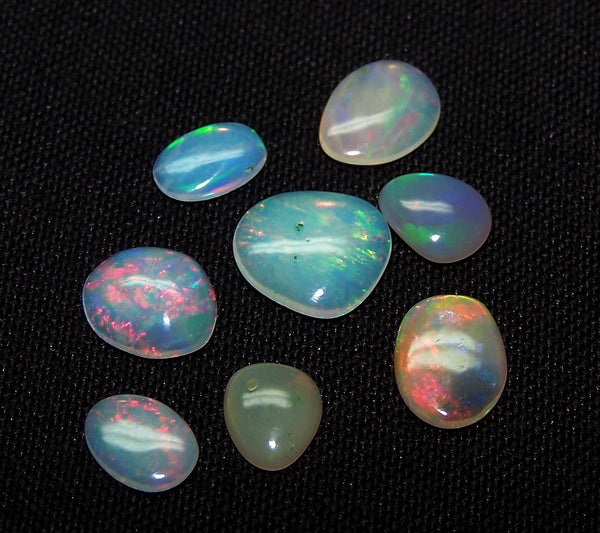 4.80 cts Insane Rainbow Color Play Ethiopian Welo Opal Smooth Slice Gems AAA, Milky and Transparent, (8 Pcs) Wholesale Lot/Parcel
