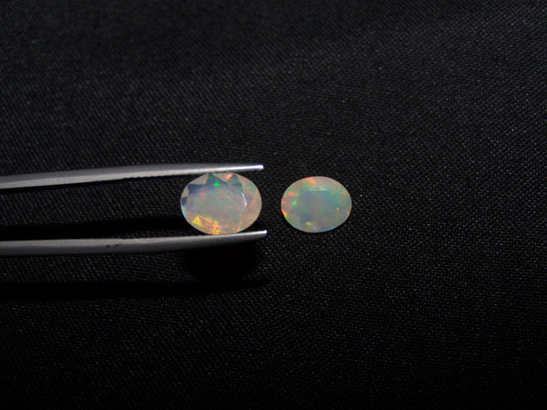 2.40 cts Insane Metallic Rainbow Fire Color Play Ethiopian Welo Opal Faceted 8 x 10 MM Ovals Loose Gemstone AAA : Matched pair for Earrings