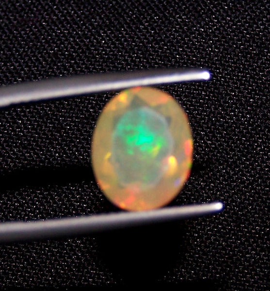 2.20 cts Insane Metallic Rainbow Fire Color Play Ethiopian Welo Opal Faceted Oval Loose Gemstone AAA