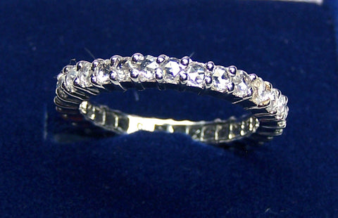 Super Unique 1.14 cts G/H SI Rose Cut Diamond Fine Eternity Band/Ring White Gold 18 K