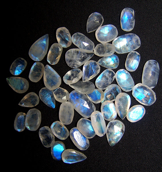 315 cts Blue Flashy White Rainbow Moonstone Faceted Slice Gems,163 Pieces, Wholesale Parcel/Lot of Free Form Loose Gems,100 % Natural AAA