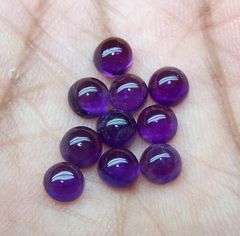 Amazing Hot Purple-Blue Shade of Masterpiece Calibrated 5 mm Round Smooth Cabochons of African Amethyst, 100 % Natural Loose Gemstone