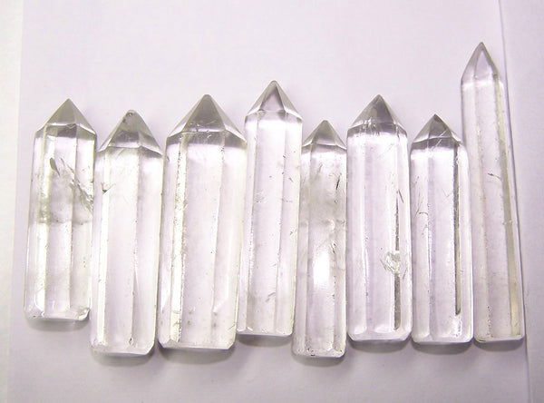 60.65 gms SI quality of Brazil Crystal Quartz Faceted Points/Pencils - 8 pieces, Wholesale Lot/Parcel