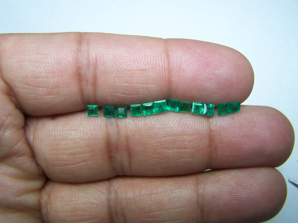 Assorted 2 - 3 mm Lush Green Brazilian Emerald Square Cut Faceted Gemstones Wholesale Lot / Parcel Sample AAA