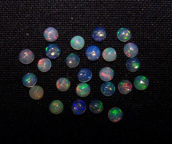 Masterpiece Collection : Calibrated Multi Rainbow Fire Color Play Milky & Transparent 3 MM Round Ethiopian Welo Opal Cabochon Loose AAA