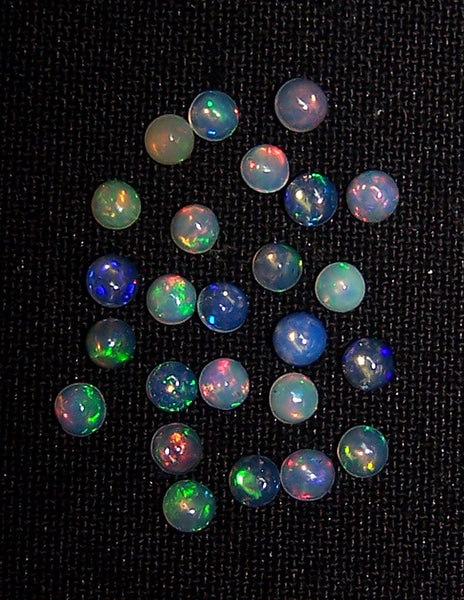 Masterpiece Collection : Calibrated Multi Rainbow Fire Color Play Milky & Transparent 3 MM Round Ethiopian Welo Opal Cabochon Loose AAA