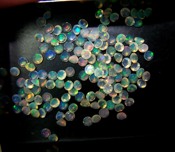 Masterpiece Calibrated 3 mm Faceted Round Cut Insane Rainbow Fire Ethiopian Welo Opal, 100 % Natural Loose Gemstone