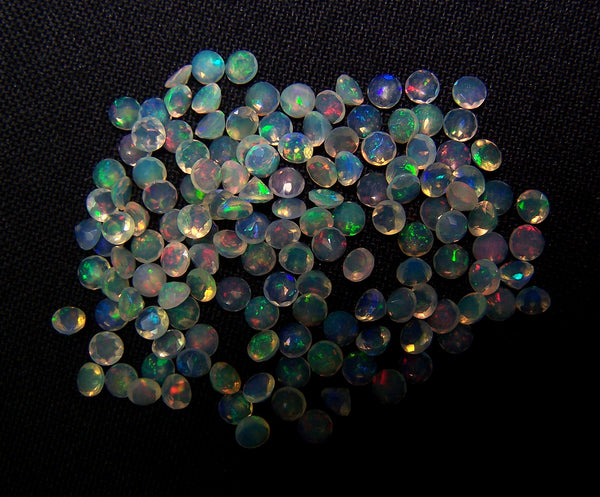 Masterpiece Calibrated 3 mm Faceted Round Cut Insane Rainbow Fire Ethiopian Welo Opal, 100 % Natural Loose Gemstone