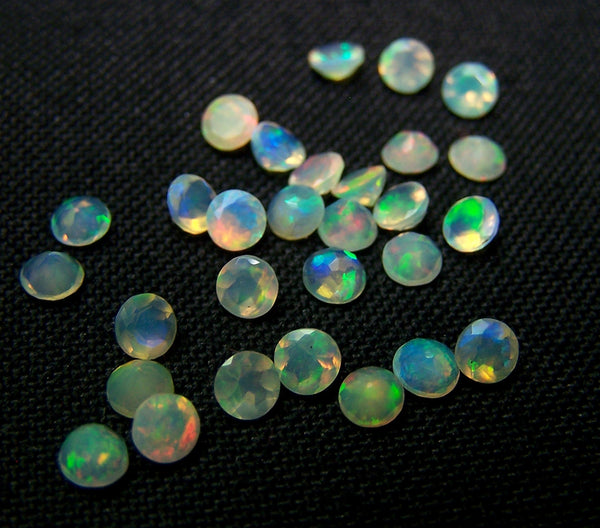 Masterpiece Calibrated 3 mm Faceted Round Cut Insane Rainbow Fire Ethiopian Welo Opal, 100 % Natural Loose Gemstone