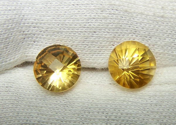 Masterpiece Collection : Amazing Golden Topaz Checkered Board Top with Diamond Cut Pavilion, Calibrated 10 x 10 mm Round, 100 % Natural Loose Gemstone Per Wholesale Sample Order Lot/ Parcel