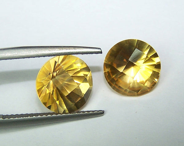 Masterpiece Collection : Amazing Golden Topaz Checkered Board Top with Diamond Cut Pavilion, Calibrated 10 x 10 mm Round, 100 % Natural Loose Gemstone Per Wholesale Sample Order Lot/ Parcel