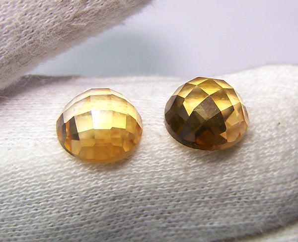 Masterpiece Collection : Amazing Golden Topaz Checkered Cut Dome Gem, Calibrated 10 x 10 mm Round, 100 % Natural Loose Gemstone Per Wholesale Sample Order Lot/ Parcel