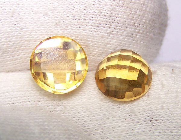 Masterpiece Collection : Amazing Golden Topaz Checkered Cut Dome Gem, Calibrated 10 x 10 mm Round, 100 % Natural Loose Gemstone Per Wholesale Sample Order Lot/ Parcel