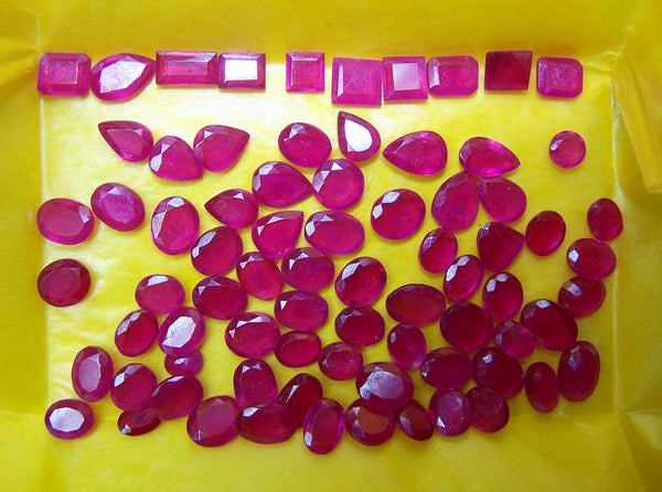 74 cts Mozambique Ruby Faceted Thin Slice Gemstones, Great color & Transperancy, Loose (76 Pcs) Wholesale Lot/Parcel AAA