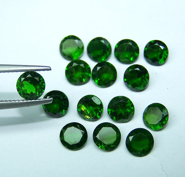 Masterpiece Collection : 6 MM Lush Green Chrome Diopside Round Cut Gemstones, Goods Second Quality, 100 % Natural Loose (15 Pcs) Gemstone Wholesale Lot/Parcel Sample AA